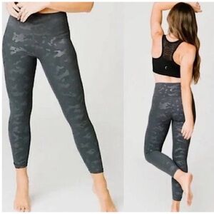 ZYIA Charcoal Battleship Camo Leggings, size 6-8, like new